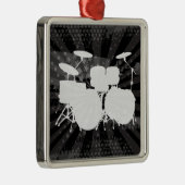 Grunge Drums Black Burst Metalen Ornament (Rechts)