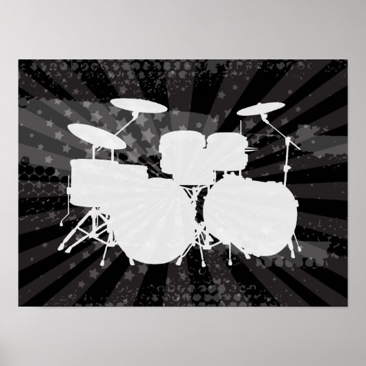 Grunge Drums Black Burst Poster (Voorkant)