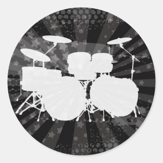 Grunge Drums Black Burst Ronde Sticker (Voorkant)