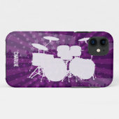 Grunge Drums Paarse Burst Case-Mate iPhone Case (Achterkant (horizontaal))