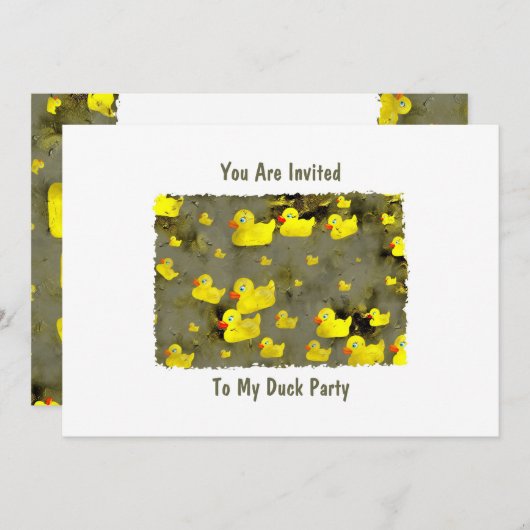 Grunge Ducks, je wordt uitgenodigd, voor mijn Duck Kaart (Voorkant / Achterkant)