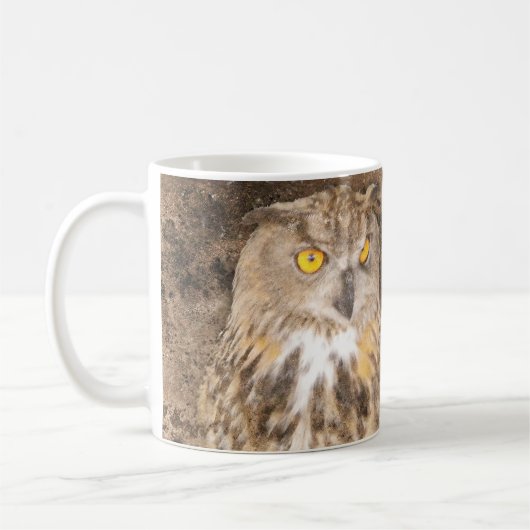 Grunge Eagle Owl Golden Eyes Koffiemok (Links)