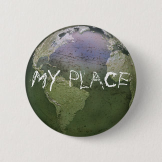 Grunge Earth + MIJN PLAATS Ronde Button 5,7 Cm