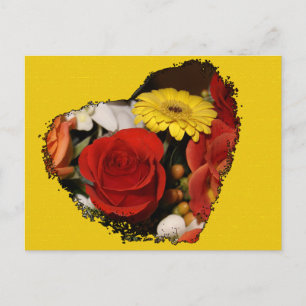 Grunge Edged Heart Bouquet Briefkaart