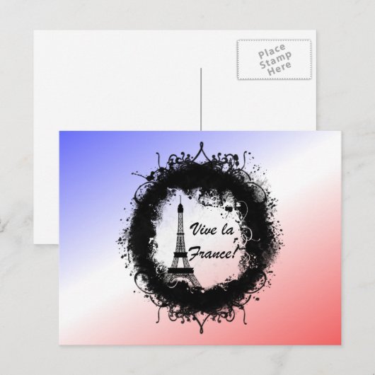 Grunge Eiffeltoren Briefkaart (Voorkant / Achterkant)