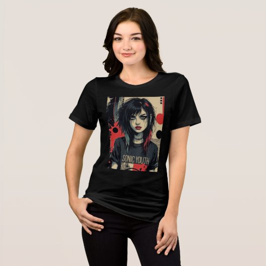 Grunge Emo Girl Tri-Blend Shirt (Voorkant volledig)