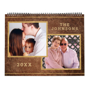 Grunge en Rustic Brown Custom Photo Afbeelding Kalender