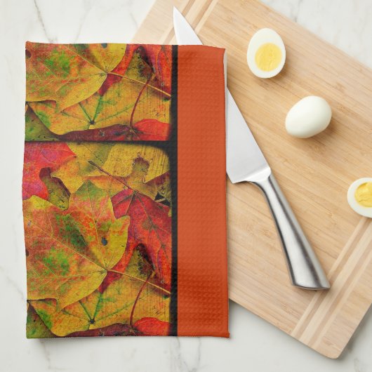 Grunge Fall Leaves Theedoek (Quarter Fold)