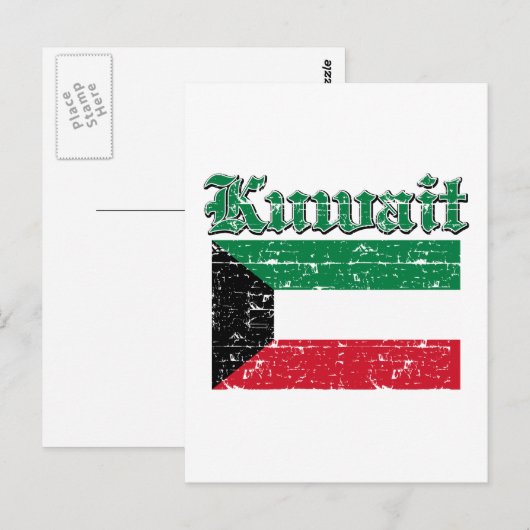 Grunge Flag Koeweit Briefkaart (Voorkant / Achterkant)