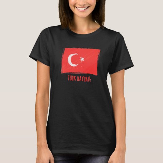 Grunge Flag van de Republiek Turkije Turkse Lang T-shirt (Voorkant)