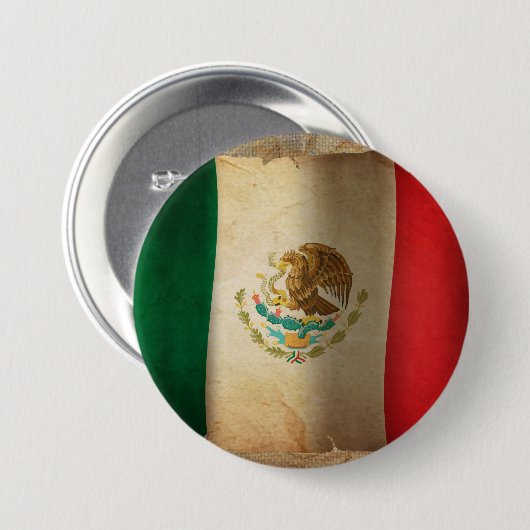 Grunge Flag van Mexico Ronde Button 7,6 Cm (Voorkant /achterkant)
