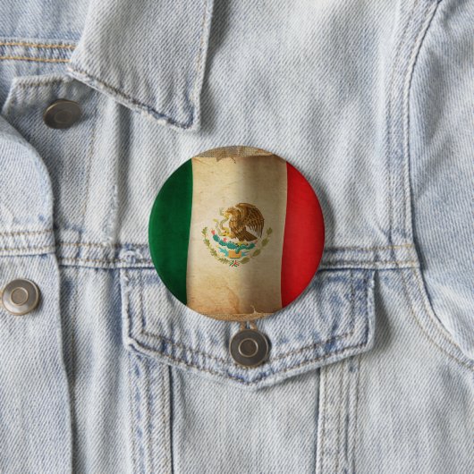 Grunge Flag van Mexico Ronde Button 7,6 Cm (In situ)