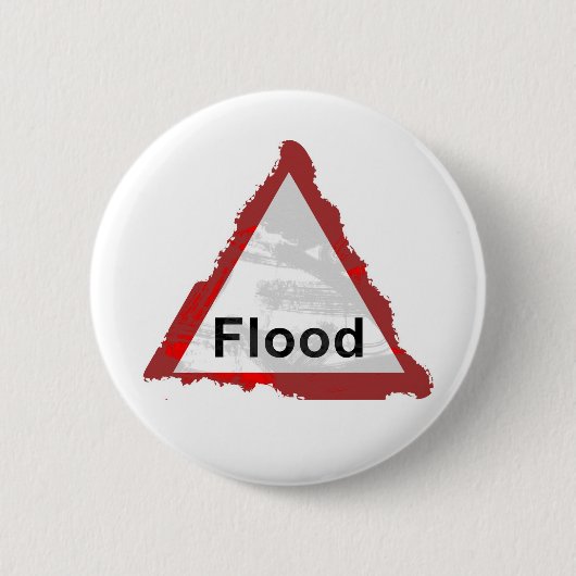Grunge Flood Sign Ronde Button 5,7 Cm (Voorkant)