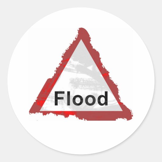 Grunge Flood Sign Ronde Sticker (Voorkant)