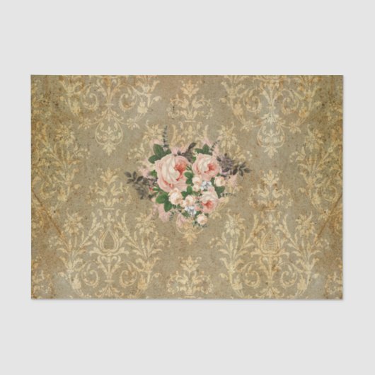 Grunge,floral,,damask,Victoriaans,roze,chic Tissuepapier (Voorkant)
