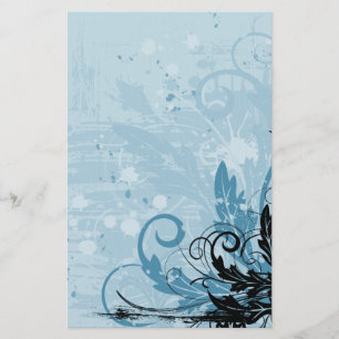 Grunge Floral Design - Light Blue Briefpapier