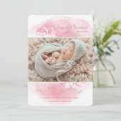 Grunge Floral Foto geboorteaankondiging Aankondiging (Staand voorkant)