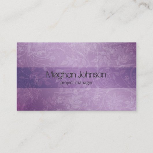 Grunge Floral Paars Trendy Visitekaartje (Voorkant)