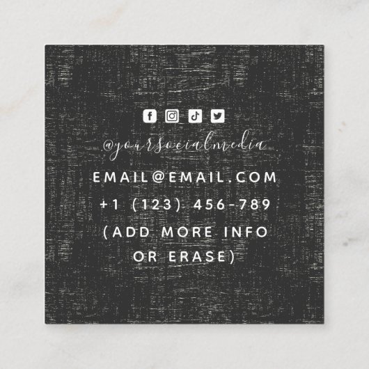 Grunge Floral Skeleton Gothic Tattoo Artiest Rozen Vierkante Visitekaartje (Achterkant)