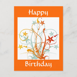 Grunge Flowers, Happy Birthday - Gepersonaliseerd Briefkaart
