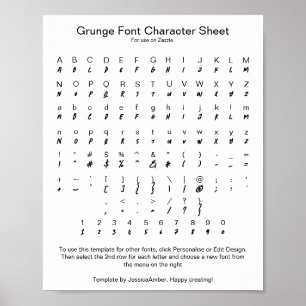 Grunge Font Karakter Blad voor Zazzle Poster