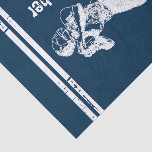 Grunge Football Quarterback Blue en White Tissuepapier (Detail)
