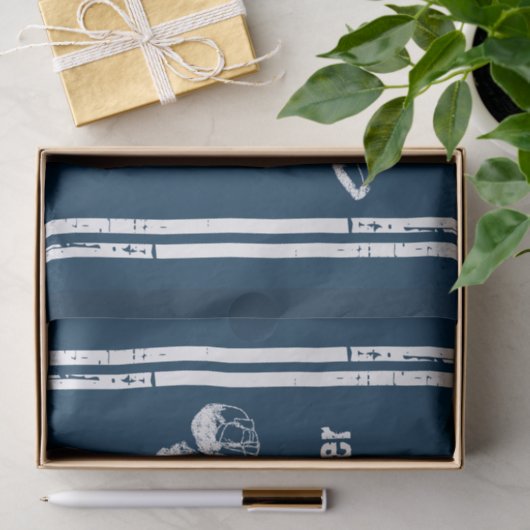 Grunge Football Quarterback Blue en White Tissuepapier (Geschenk)