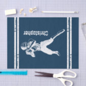 Grunge Football Quarterback Blue en White Tissuepapier (Craft)