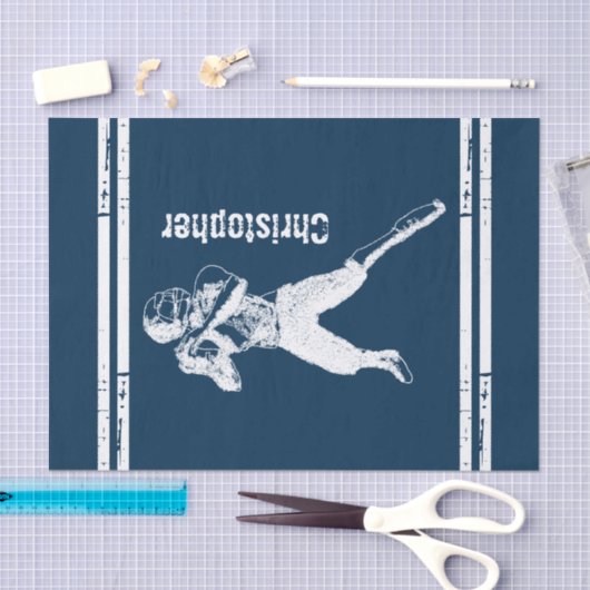 Grunge Football Quarterback Blue en White Tissuepapier (Craft)