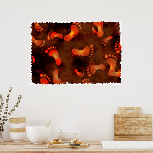 Grunge Footprint Poster (Keuken)