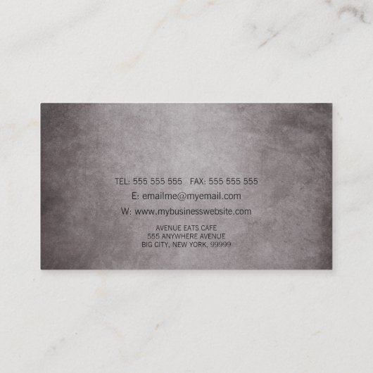 Grunge Fork Knife Spoon Restaurant Cafe Catering B Visitekaartje (Achterkant)