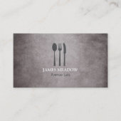 Grunge Fork Knife Spoon Restaurant Cafe Catering B Visitekaartje (Voorkant)