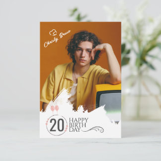 Grunge | Foto Elke leeftijd Aangepaste Verjaardag  Bedankkaart