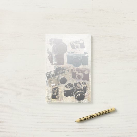 Grunge fotograaf fotografie  camera post-it® notes (Op bureau)