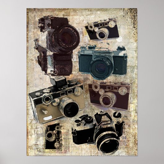 Grunge fotograaf fotografie  camera poster (Voorkant)
