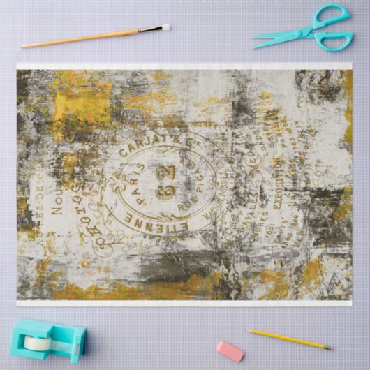 Grunge French Ephemera op Abstracte achtergrond Tissuepapier (Craft)