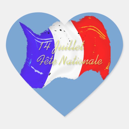 Grunge French Flag Heart Sticker (Voorkant)