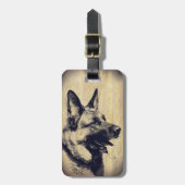  Grunge German Shepherd Dog Head Bagagelabel (Voorkant verticaal)