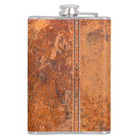 Grunge gestikt lederen monogram heupfles (Achterkant)