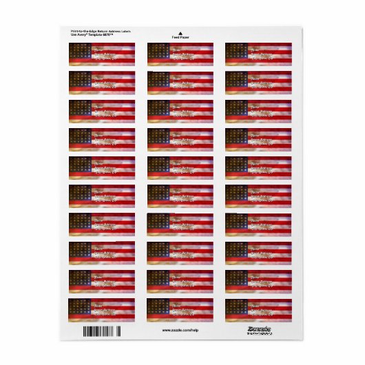 Grunge getextureerde Amerikaanse vlag Etiket (Full Sheet)