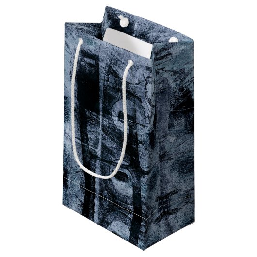 Grunge geverfde graffiti | Donkere marine en Denim Klein Cadeauzakje (Voorkant Gekanteld)