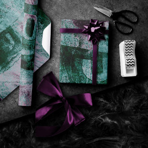Grunge geverfde graffiti Moody Plum Paars Green Cadeaupapier