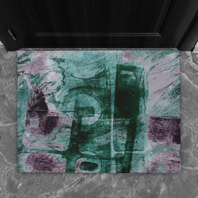 Grunge geverfde graffiti | Moody Plum Paars Green Deurmat (Creator heeft geüpload)