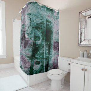 Grunge geverfde graffiti Moody Plum Paars Green Douchegordijn