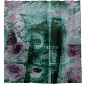 Grunge geverfde graffiti | Moody Plum Paars Green Douchegordijn (Voorkant)