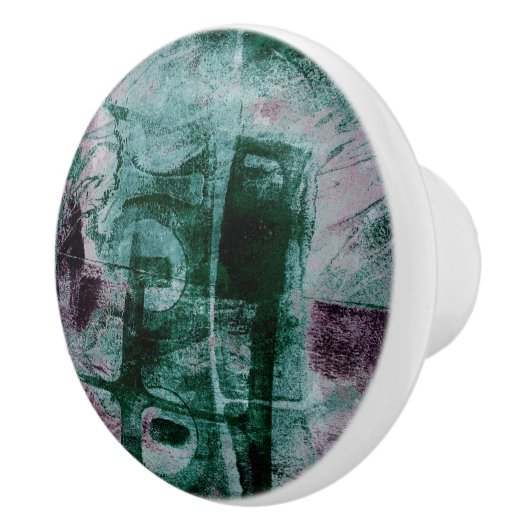 Grunge geverfde graffiti | Moody Plum Paars Green Keramische Knop (Rechts)