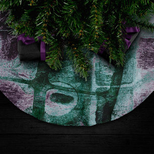 Grunge geverfde graffiti Moody Plum Paars Green Kerstboom Rok