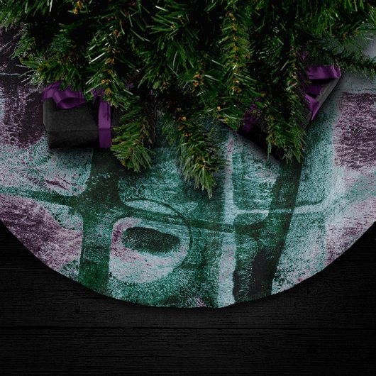 Grunge geverfde graffiti | Moody Plum Paars Green Kerstboom Rok