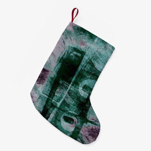 Grunge geverfde graffiti | Moody Plum Paars Green Kleine Kerstsok (Voorkant (Hangend))