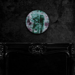 Grunge geverfde graffiti Moody Plum Paars Green Ronde Klok